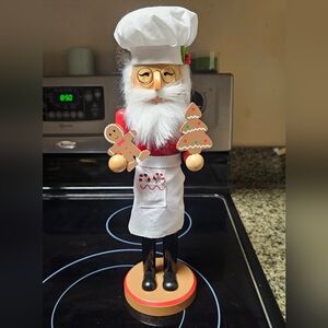 Brand New. Holiday Home 14" Wood Santa Nutcracker Chef Baker Gingerbread.